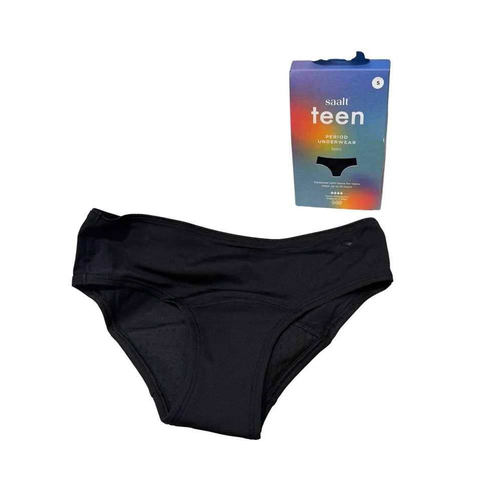 NEW Period Underwear Teen Small 9-10 Volcanic‎ Black Heavy Absorbency Brief (2)